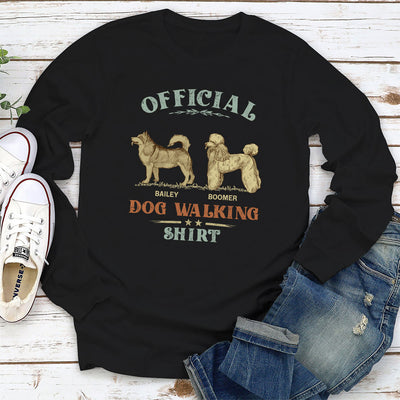 Dog Walking Shirt Vintage - Personalized Custom Long Sleeve T-shirt