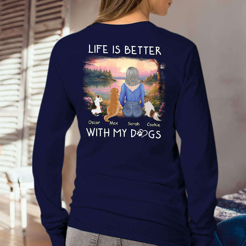 Better With Dogs - Personalized Custom Long Sleeve T-shirt
