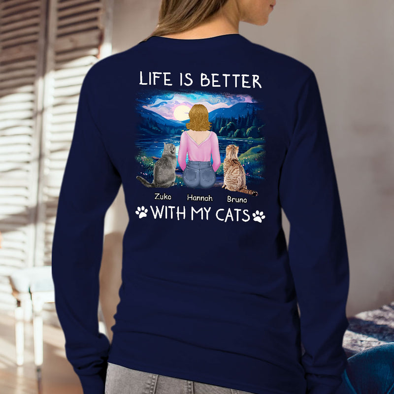 Better With Cats - Personalized Custom Long Sleeve T-shirt