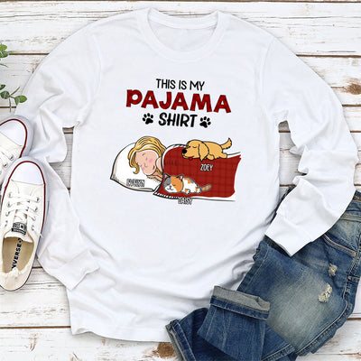 Sleeping Pet Pajama - Personalized Custom Long Sleeve T-shirt