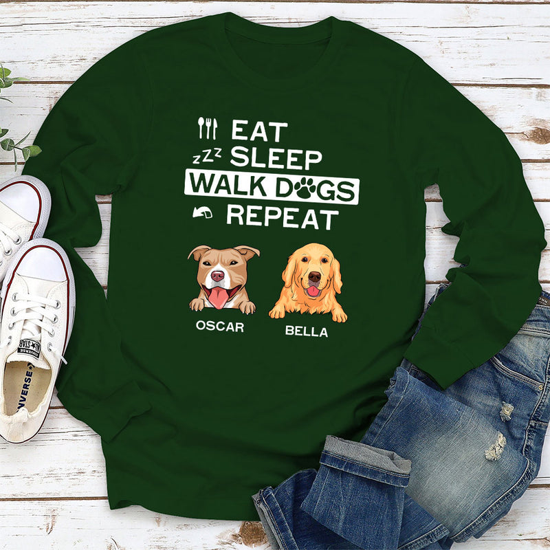 Eat Sleep Walk - Personalized Custom Long Sleeve T-shirt