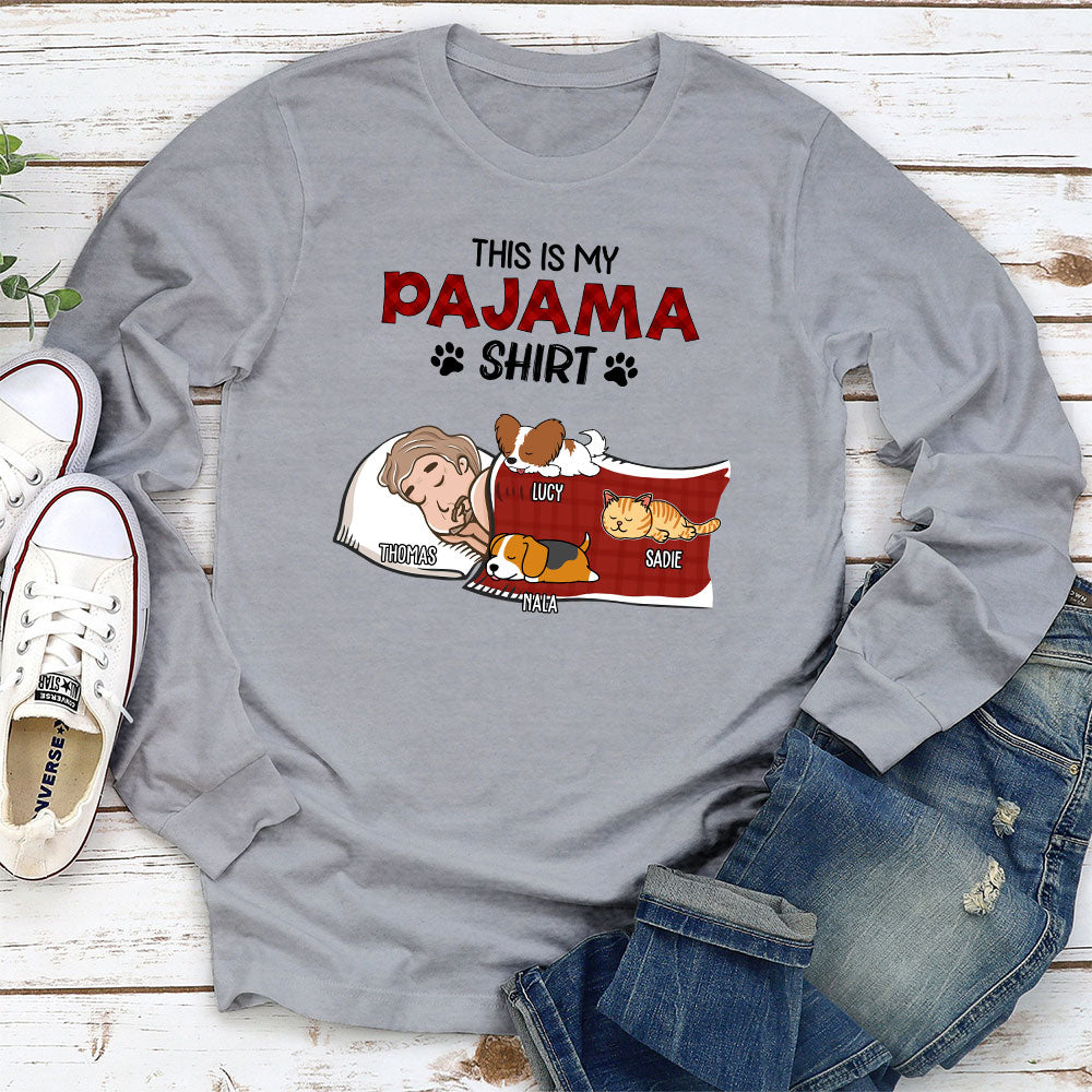Sleeping Pet Pajama Personalized Dogs Lover Custom Long Sleeve Shirt