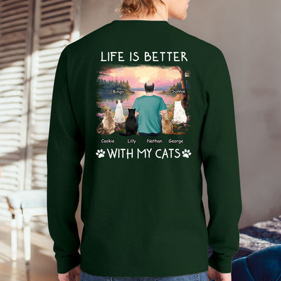 Better With Cats - Personalized Custom Long Sleeve T-shirt