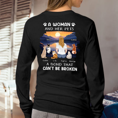 Woman With Pets - Personalized Custom Long Sleeve T-shirt