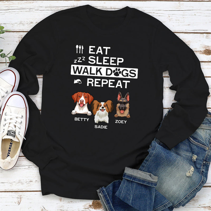 Eat Sleep Walk - Personalized Custom Long Sleeve T-shirt