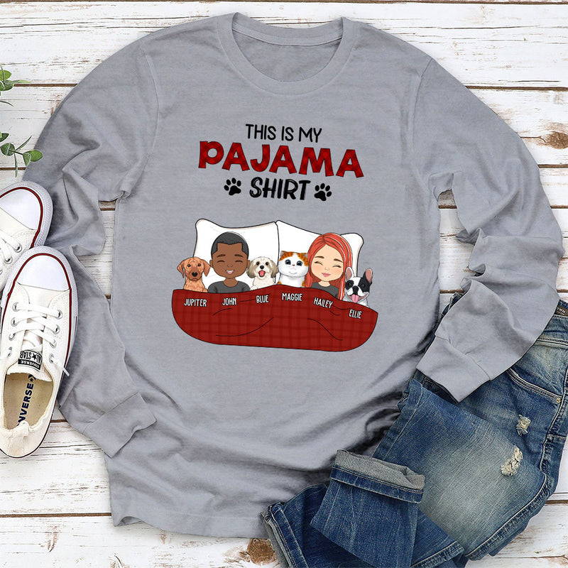 Pajama Shirt Couple Version 2 - Personalized Custom Long Sleeve T-shirt