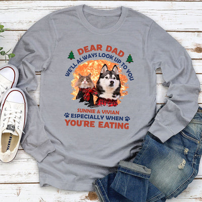 Look Up When Eating - Personalized Custom Long Sleeve T-shirt