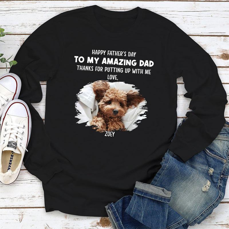 Dog Thanks For Dad - Personalized Custom Long Sleeve T-shirt