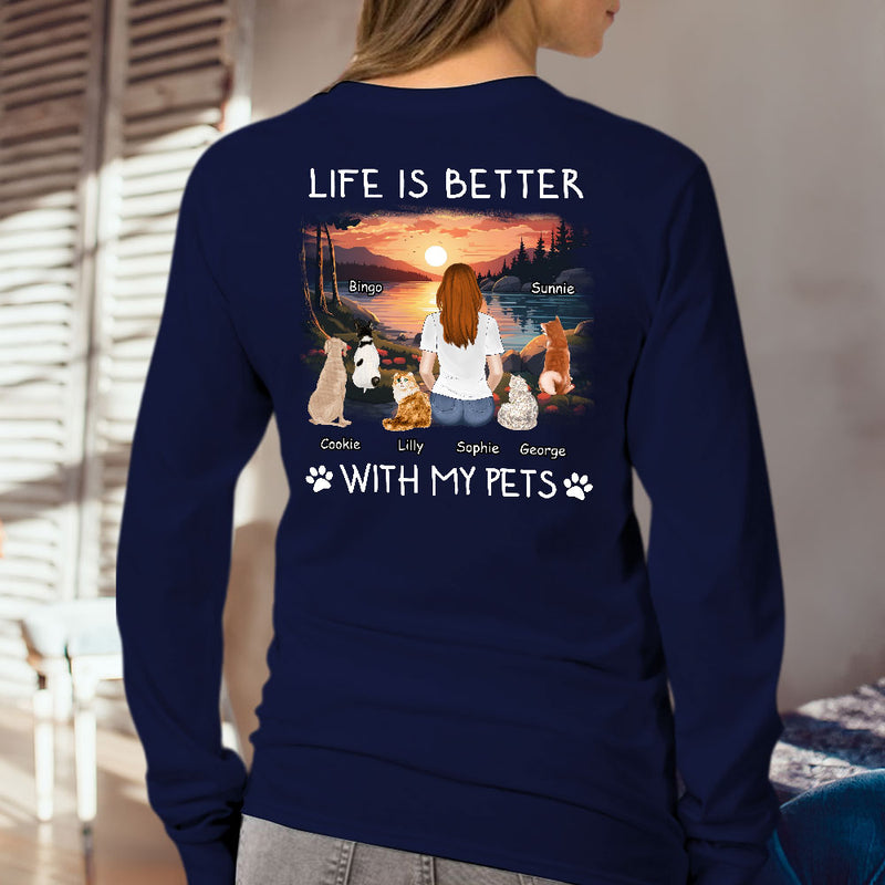 Better With Pets - Personalized Custom Long Sleeve T-shirt