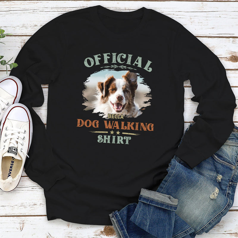 Dog Walking Shirt Vintage - Personalized Custom Long Sleeve T-shirt