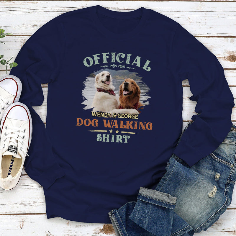 Dog Walking Shirt Vintage - Personalized Custom Long Sleeve T-shirt