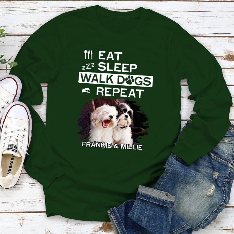 Eat Sleep Walk - Personalized Custom Long Sleeve T-shirt