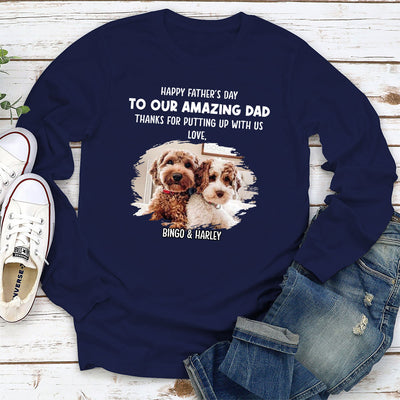 Dog Thanks For Dad 2 - Personalized Custom Long Sleeve T-shirt