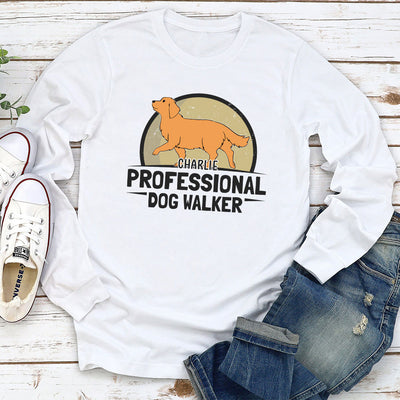 Full Time Dog Walker - Personalized Custom Long Sleeve T-shirt