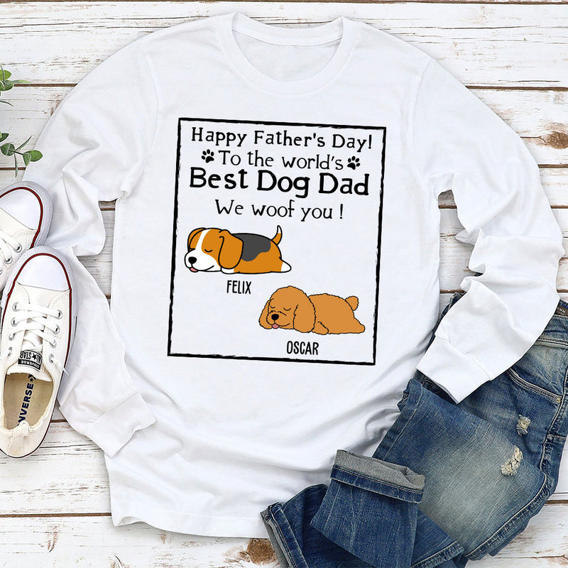 Woof Best Dog Dad - Personalized Custom Long Sleeve T-shirt