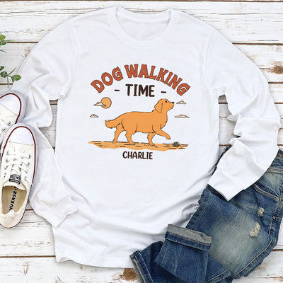 Dog Walking Time - Personalized Custom Long Sleeve T-shirt