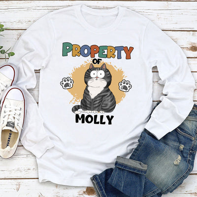 Property Of My Cat - Personalized Custom Long Sleeve T-shirt