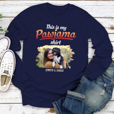 Pajama With Pet Photo - Personalized Custom Long Sleeve T-shirt