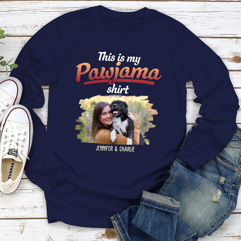 Pajama With Pet Photo - Personalized Custom Long Sleeve T-shirt