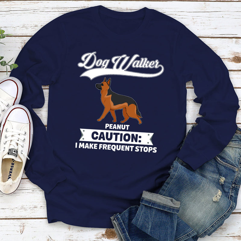 Dog Walker Caution - Personalized Custom Long Sleeve T-shirt