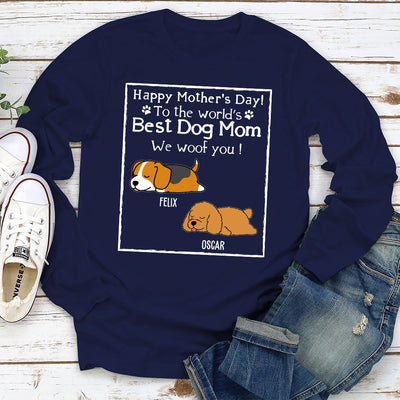 Woof Best Dog Mom Version 2  - Personalized Custom Long Sleeve T-shirt