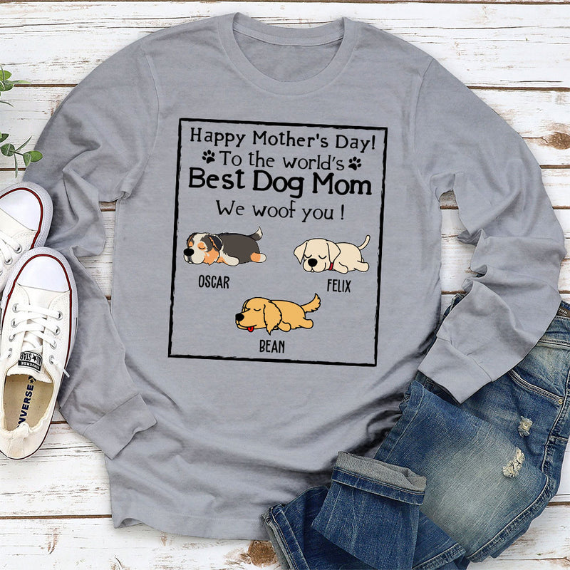 Woof Best Dog Mom - Personalized Custom Long Sleeve T-shirt