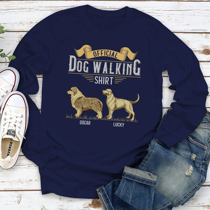 Vintage Dog Walking - Personalized Custom Long Sleeve T-shirt