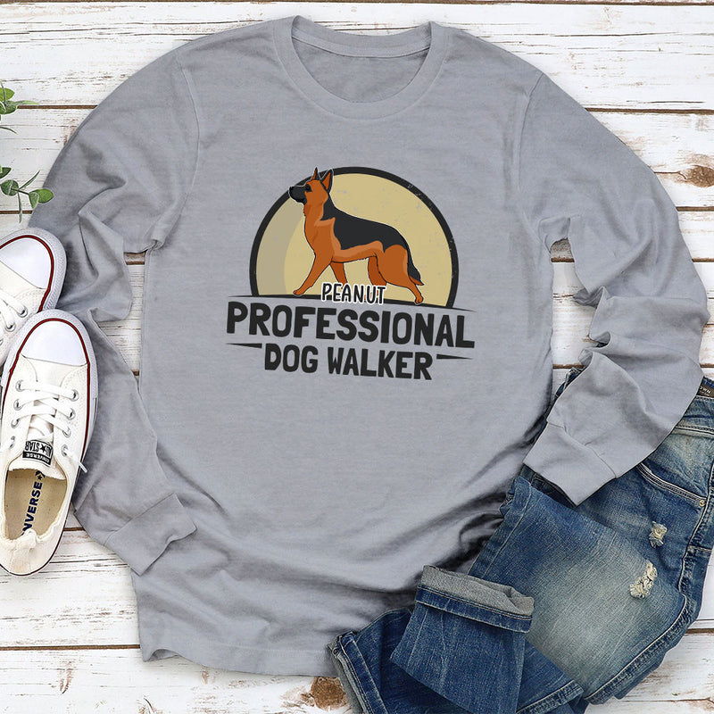 Full Time Dog Walker - Personalized Custom Long Sleeve T-shirt