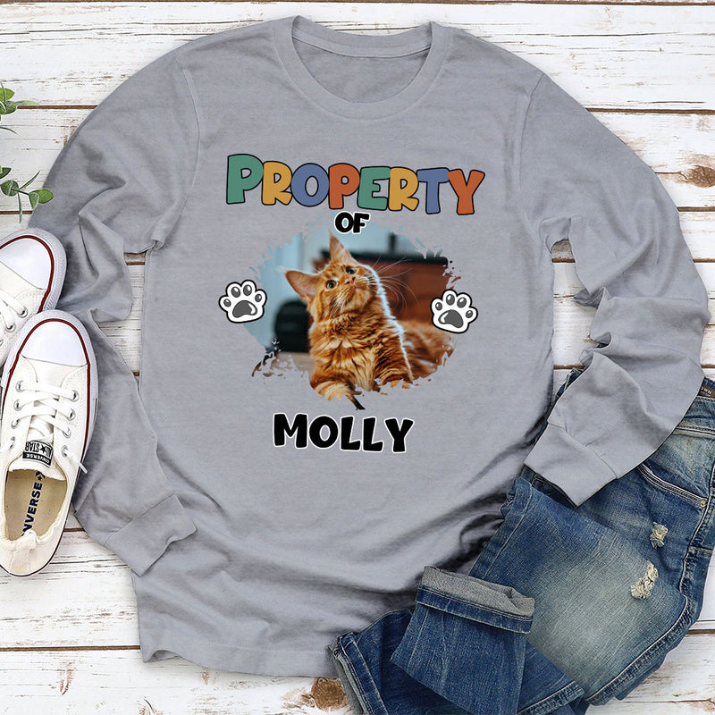 Property Of My Cat - Personalized Custom Long Sleeve T-shirt