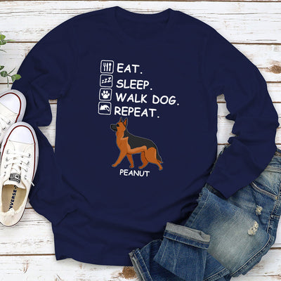 Eat Sleep Walk Repeat - Personalized Custom Long Sleeve T-shirt