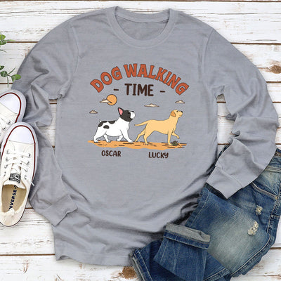 Dog Walking Time - Personalized Custom Long Sleeve T-shirt