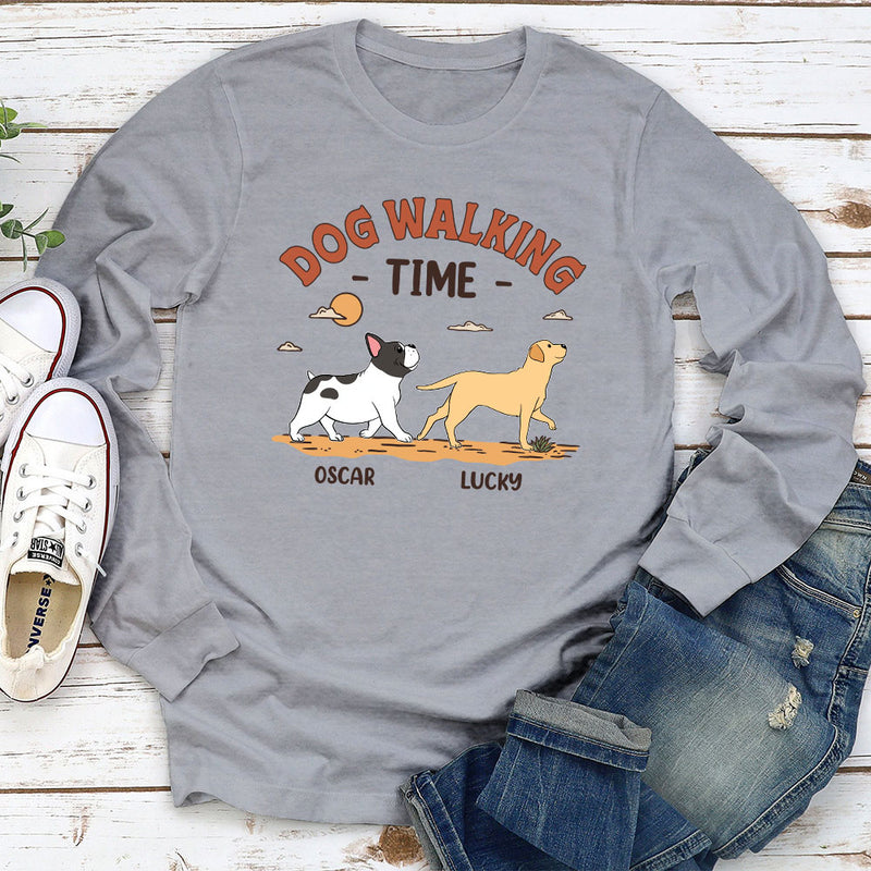 Dog Walking Time - Personalized Custom Long Sleeve T-shirt