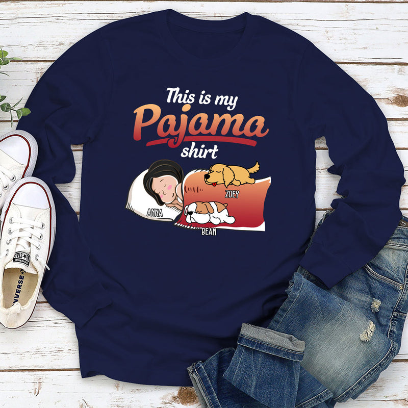 Holiday Pawjama With Dog - Personalized Custom Long Sleeve T-shirt