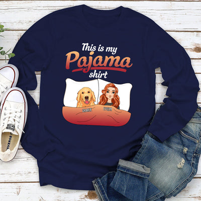 Pajama With Pet - Personalized Custom Long Sleeve T-shirt