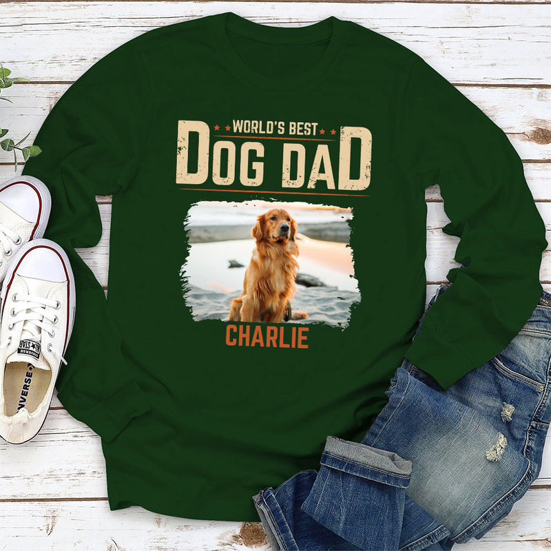 Best Dog Dad Vintage - Personalized Custom Long Sleeve T-shirt