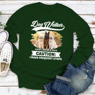 Dog Walker Caution - Personalized Custom Long Sleeve T-shirt