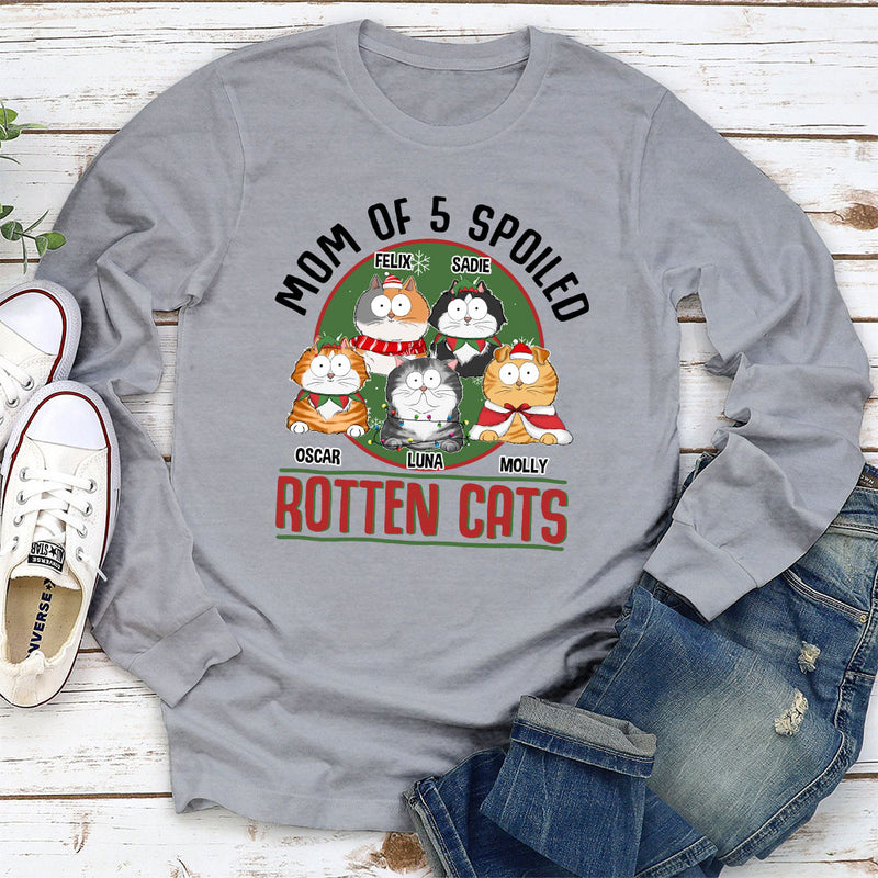 Proud Dad Of Spoiled Cats - Personalized Custom Long Sleeve T-shirt