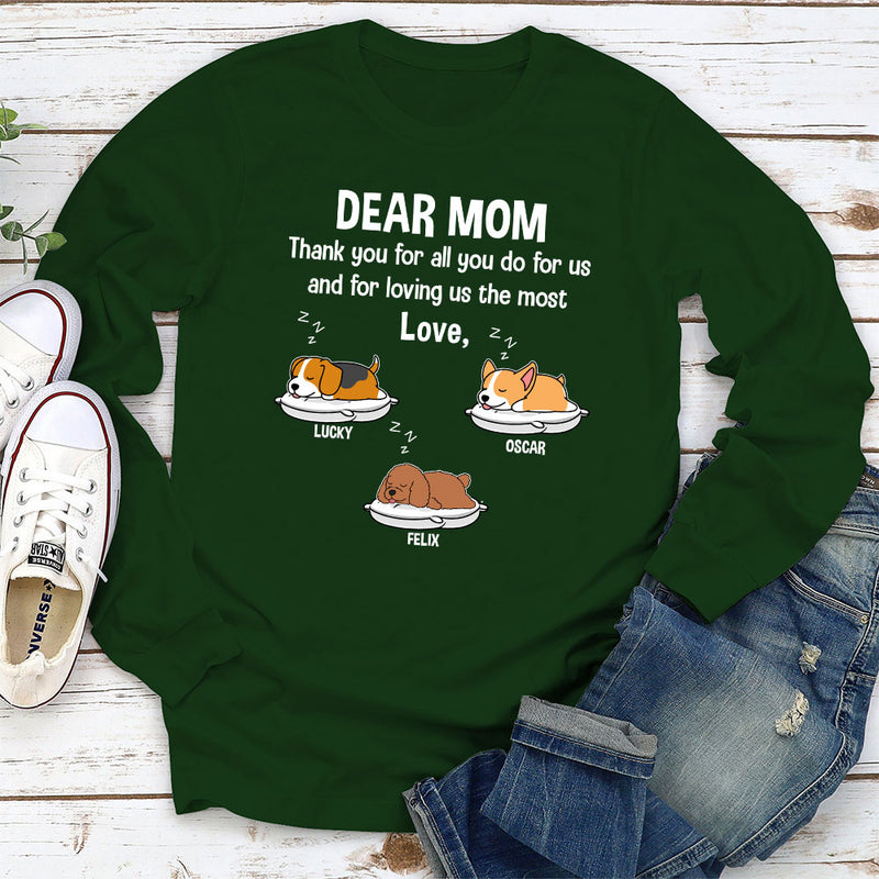 Mom Thanks For Your Love - Personalized Custom Long Sleeve T-shirt