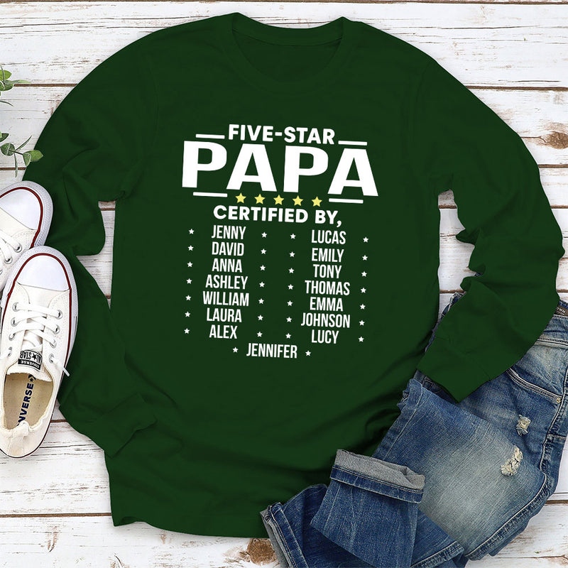 Five Star Grandpa - Personalized Custom Long Sleeve T-shirt