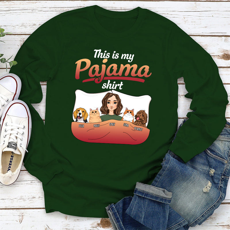 Pajama With Pet - Personalized Custom Long Sleeve T-shirt