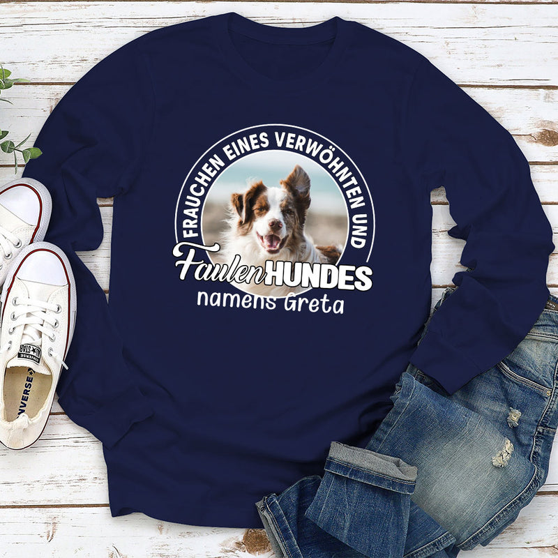 Faulen Hundes -  Personalisiertes Langarm T-shirt