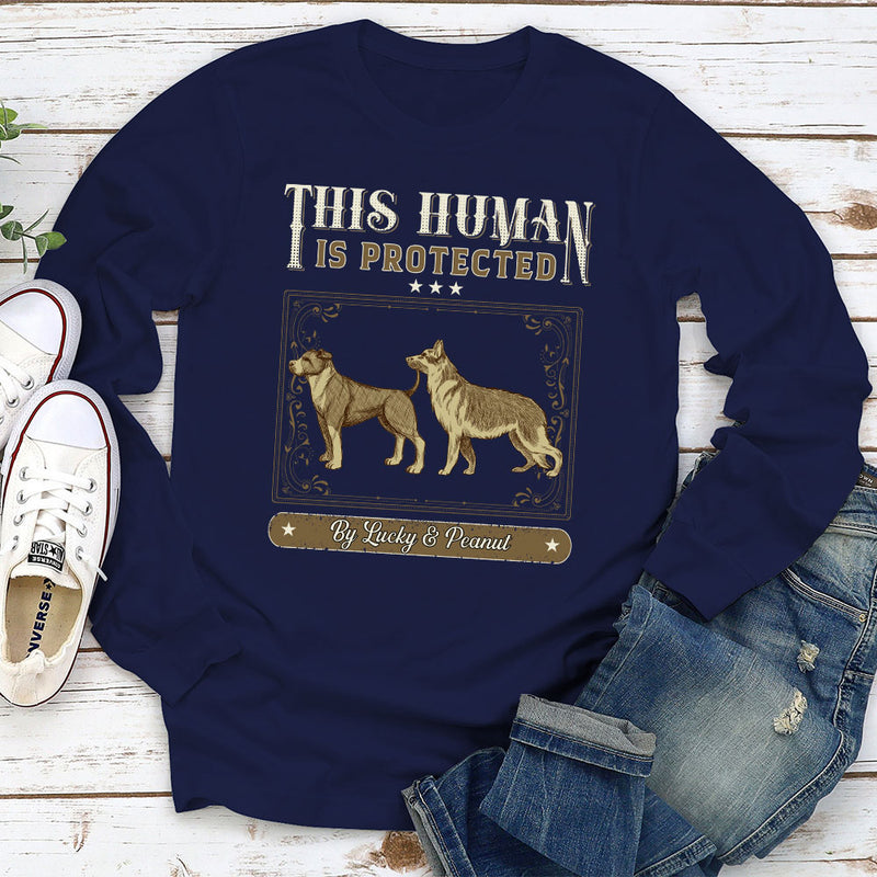 Protected By Vintage Dog - Personalized Custom Long Sleeve T-shirt