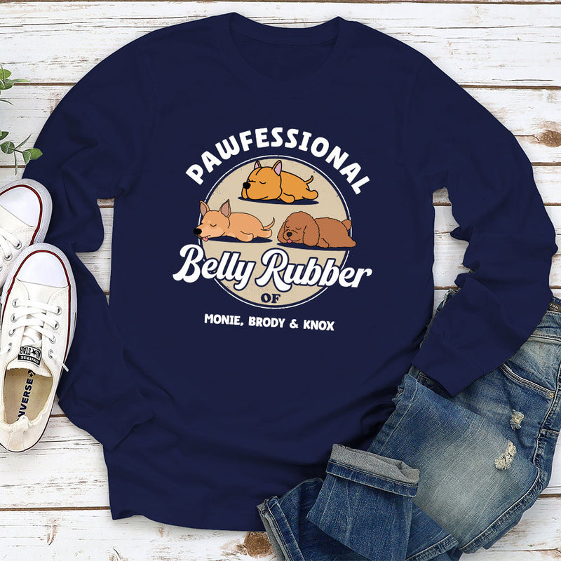 Pawfessional Belly Rubber - Personalized Custom Long Sleeve T-shirt