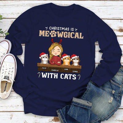 Christmas Is Meowgical - Personalized Custom Long Sleeve T-shirt