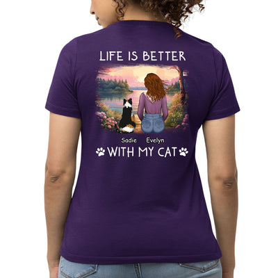 Better With Cats - Personalized Custom Women's T-shirt