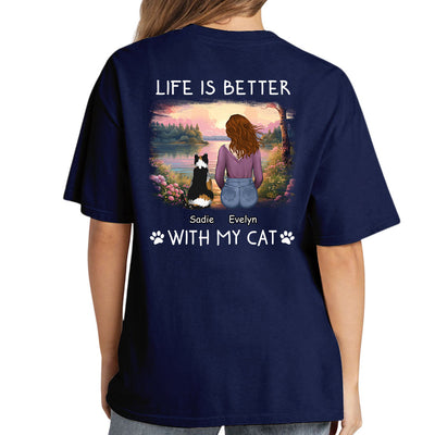 Better With Cats - Personalized Custom Unisex T-shirt