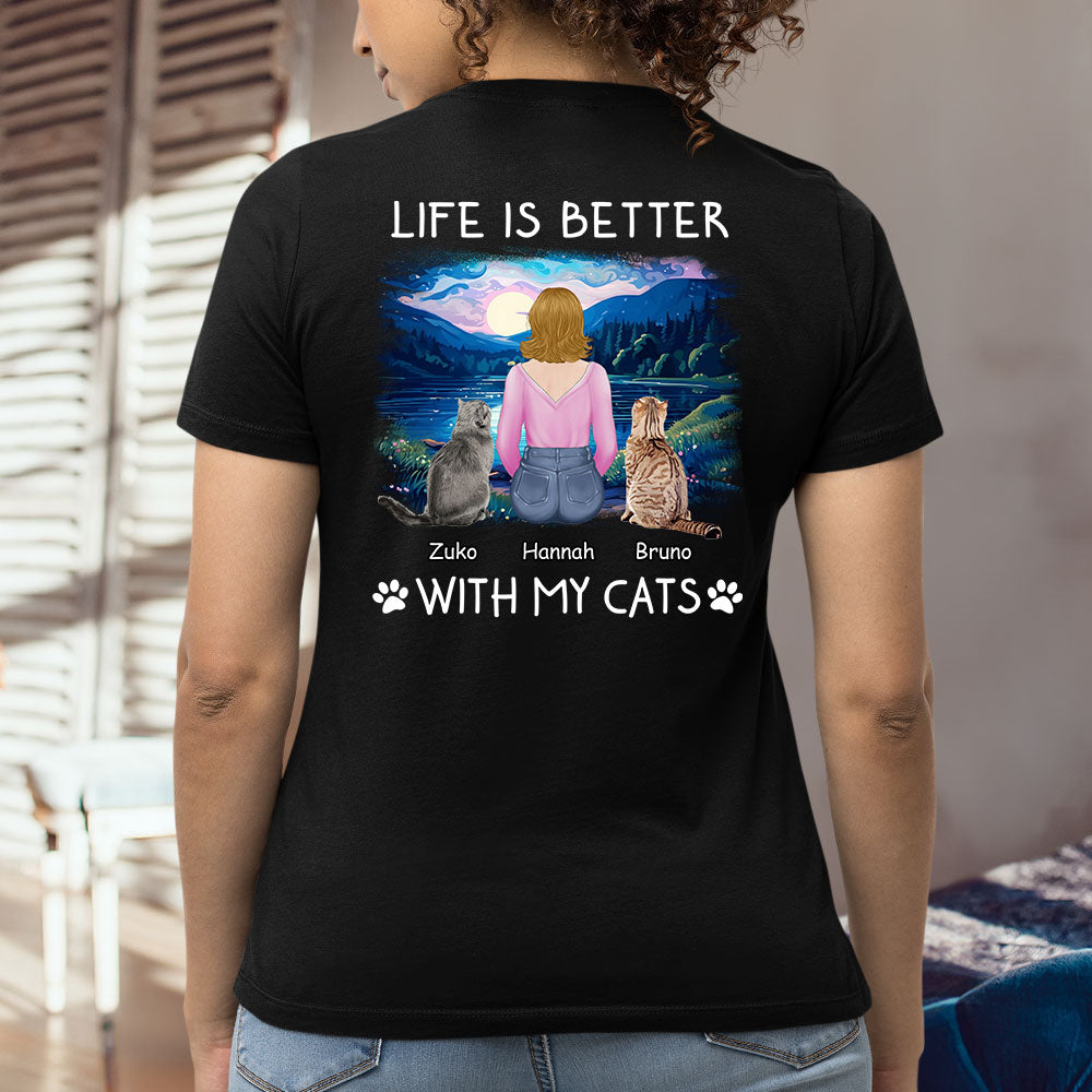 Better With Cats - Personalized Custom Women's T-shirt