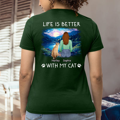 Better With Cats - Personalized Custom Women's T-shirt