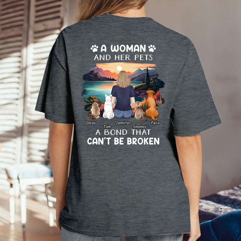 Woman With Pets - Personalized Custom Premium T-shirt