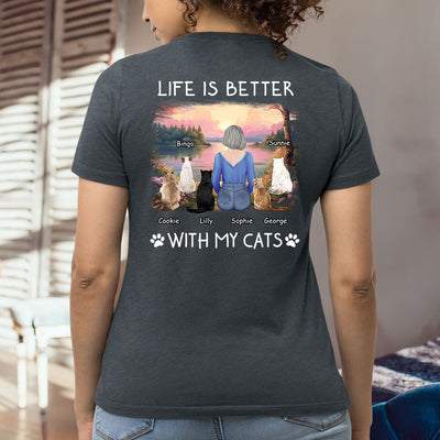 Better With Cats - Personalized Custom Women's T-shirt